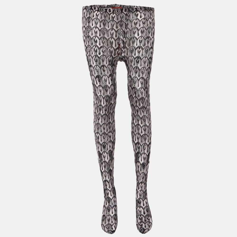 Missoni Black Patterned Lurex Knit Stockings Xs